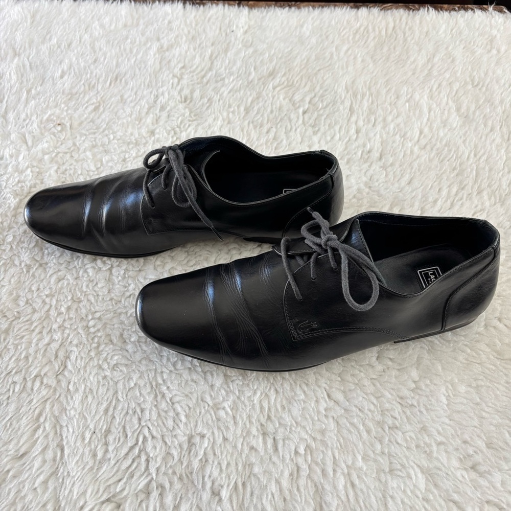 Lacoste Henri CLM Black Leather Derby Lace-Up Shoes size 11 - Picture 7 of 12
